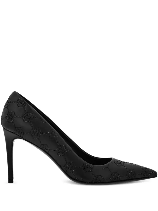 Philipp Plein Philipp Plein 85mmモノグラム柄パンプス - ブラックの商品画像