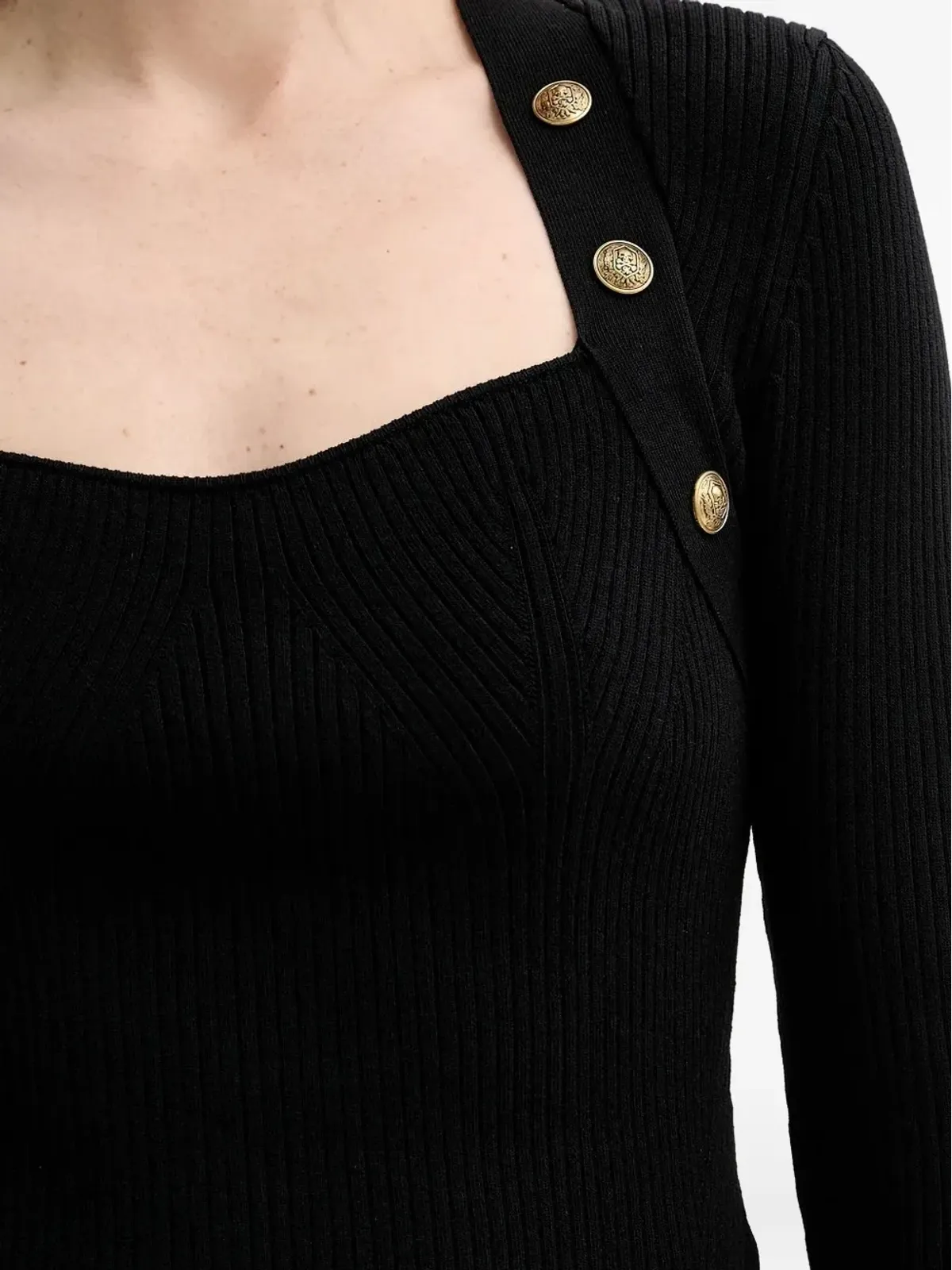 The Kooples ボタンディテール付きリブ編みセーター - 画像3