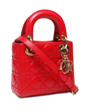 Christian Dior ビンテージ ミニ Lady Dior ハンドバッグ - レッド - サムネイル3