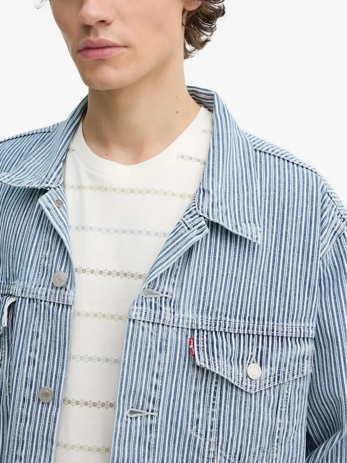 Levi's ストライプデニムジャケット ブルー - 画像3