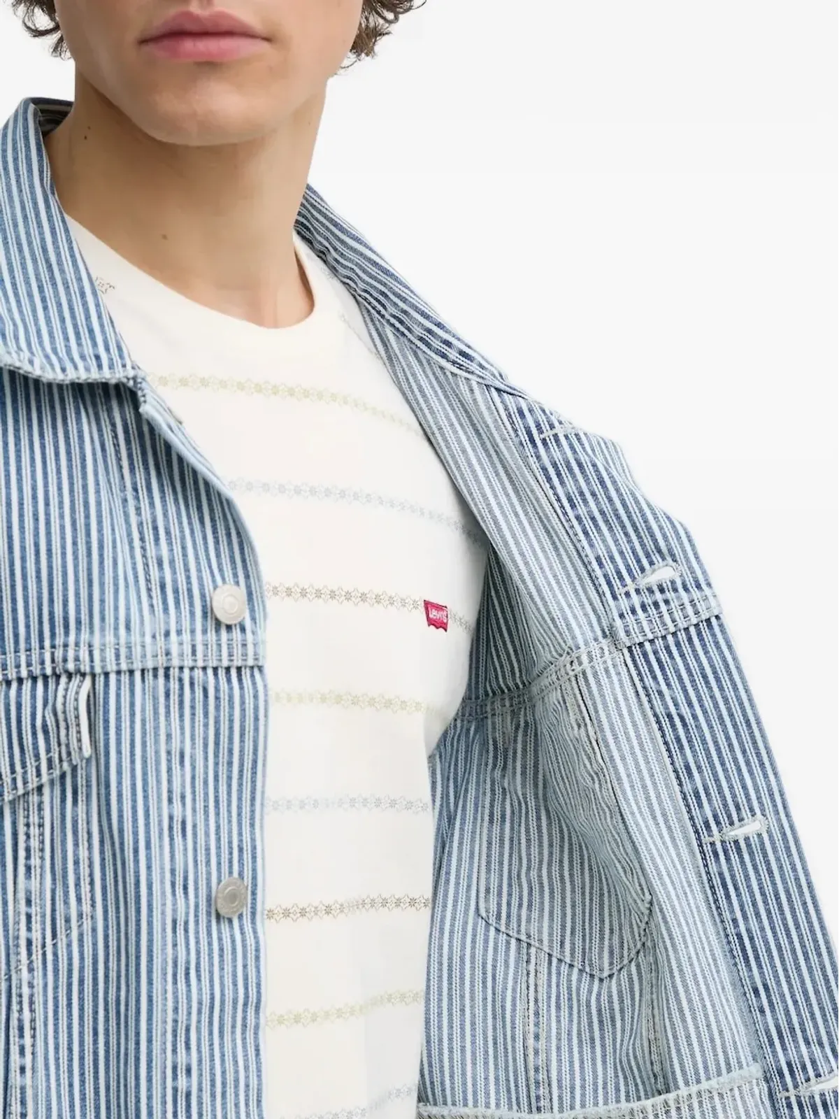 Levi's ストライプデニムジャケット ブルー - 画像4