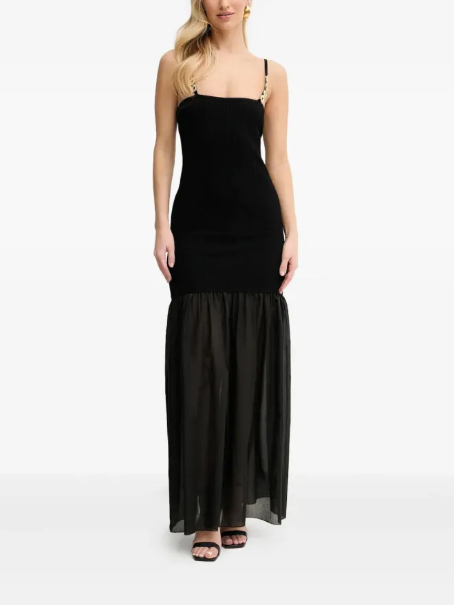 SIMONA CORSELLINI SIMONA CORSELLINI エンベリッシュド・ストラップ付き ティアードマキシドレス ブラックの商品画像