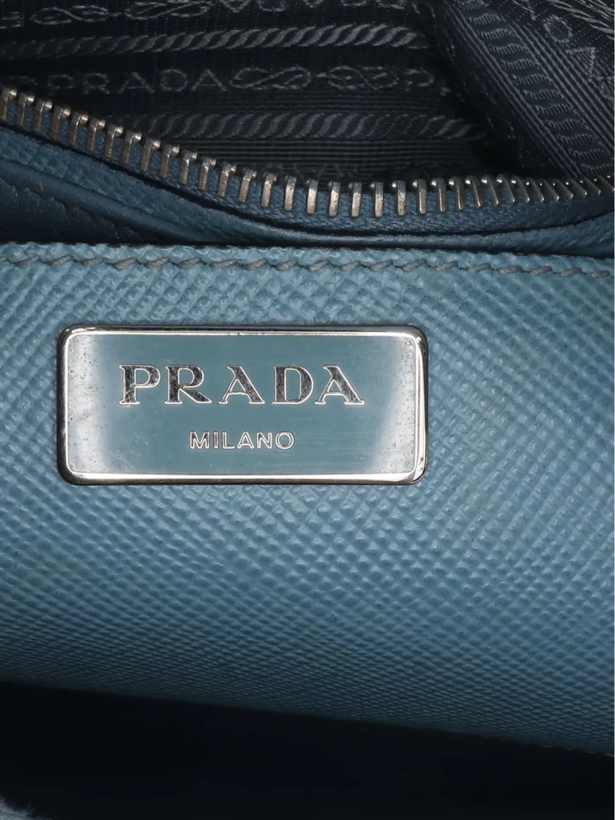 Prada ビンテージ 2013-2024 サフィアーノレザー ターンロック ツイン サッチェル - ブルー - 画像5