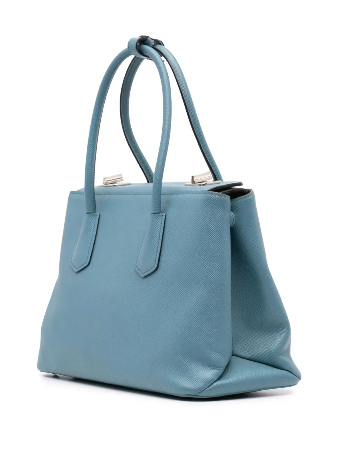 Prada ビンテージ 2013-2024 サフィアーノレザー ターンロック ツイン サッチェル - ブルー - 画像2