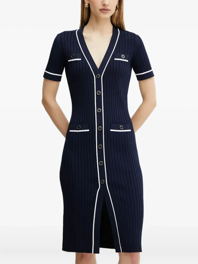 LUISA SPAGNOLI LUISA SPAGNOLI リブ編みボタンフロントドレスの商品画像