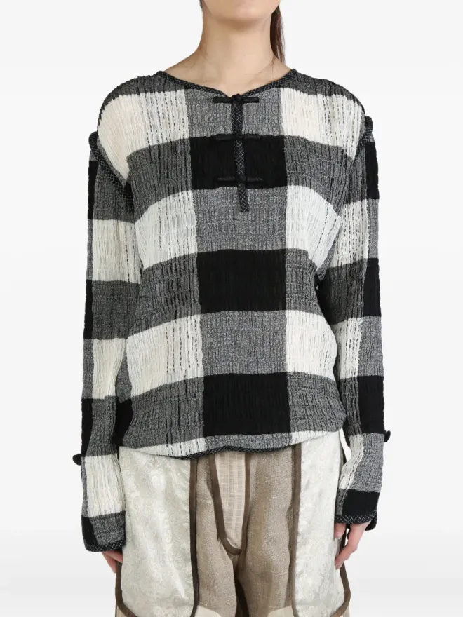 COMMUNS COMMUNS チェック柄ロングスリーブトップスの商品画像