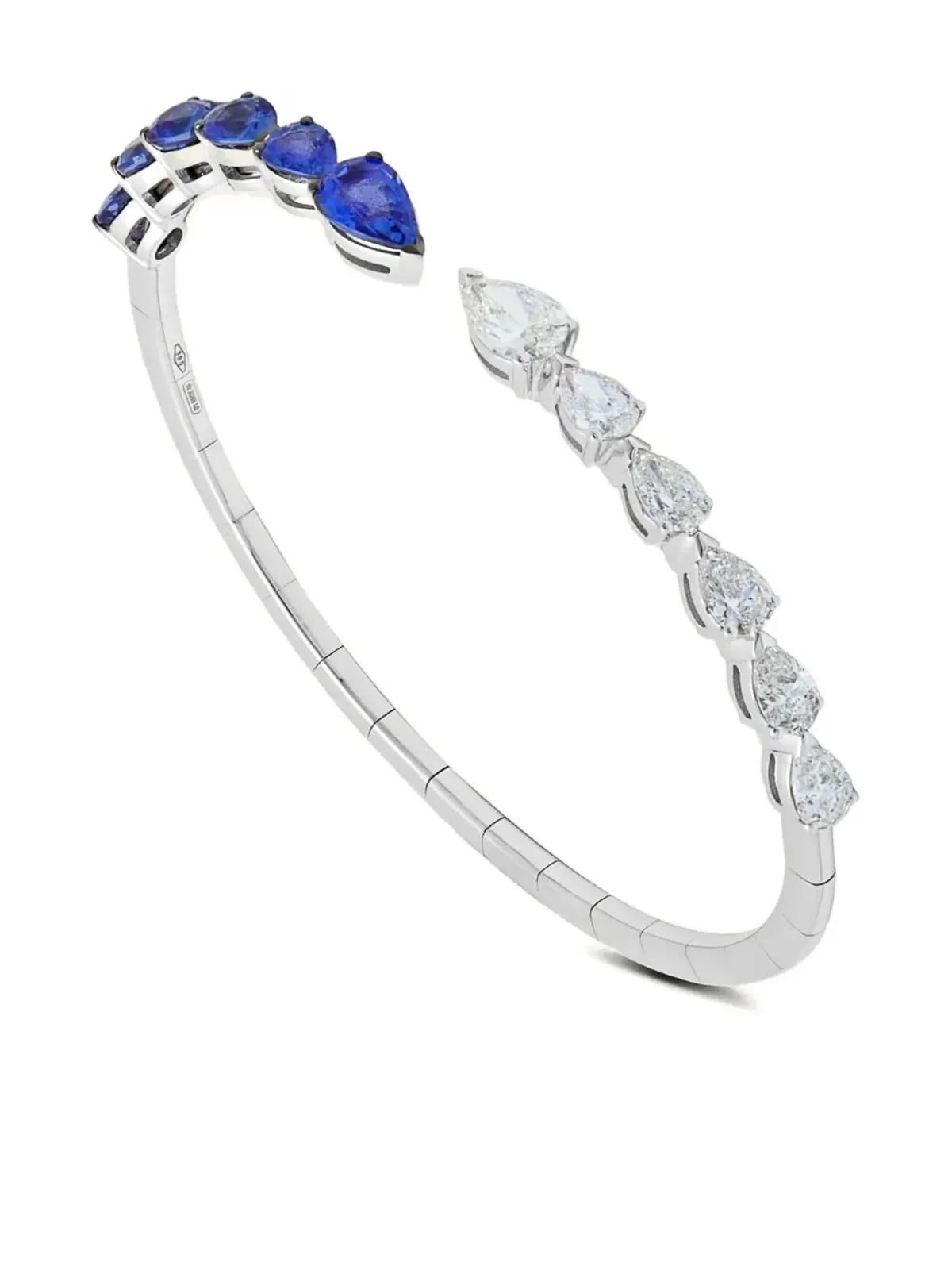 Jewels Aficionado 18Kホワイトゴールド ダイヤモンドとサファイア バングルブレスレット - 画像4