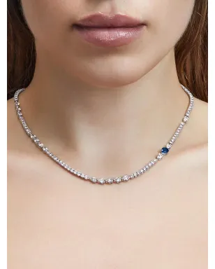 Jewels Aficionado 18Kホワイトゴールド ダイヤモンドとサファイアのネックレス - シルバー - サムネイル2