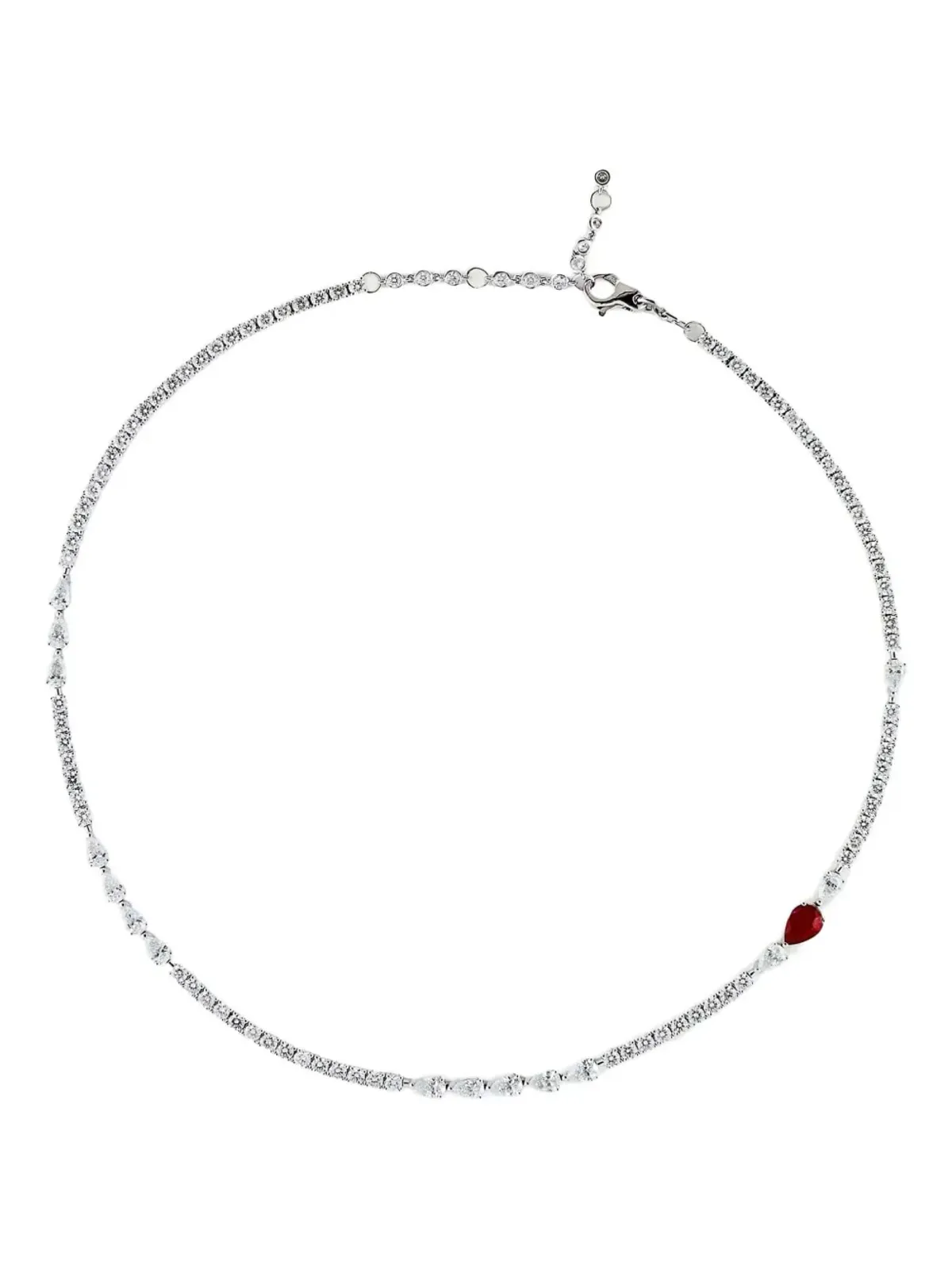 Jewels Aficionado 18Kホワイトゴールド ダイヤモンド＆ルビー ネックレス - 画像1