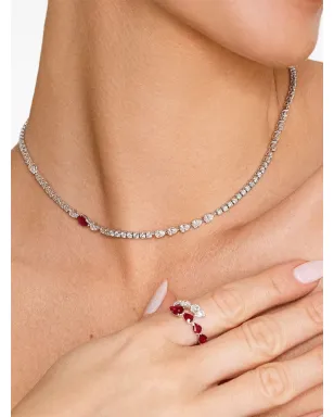 Jewels Aficionado 18Kホワイトゴールド ダイヤモンド＆ルビー ネックレス - サムネイル2