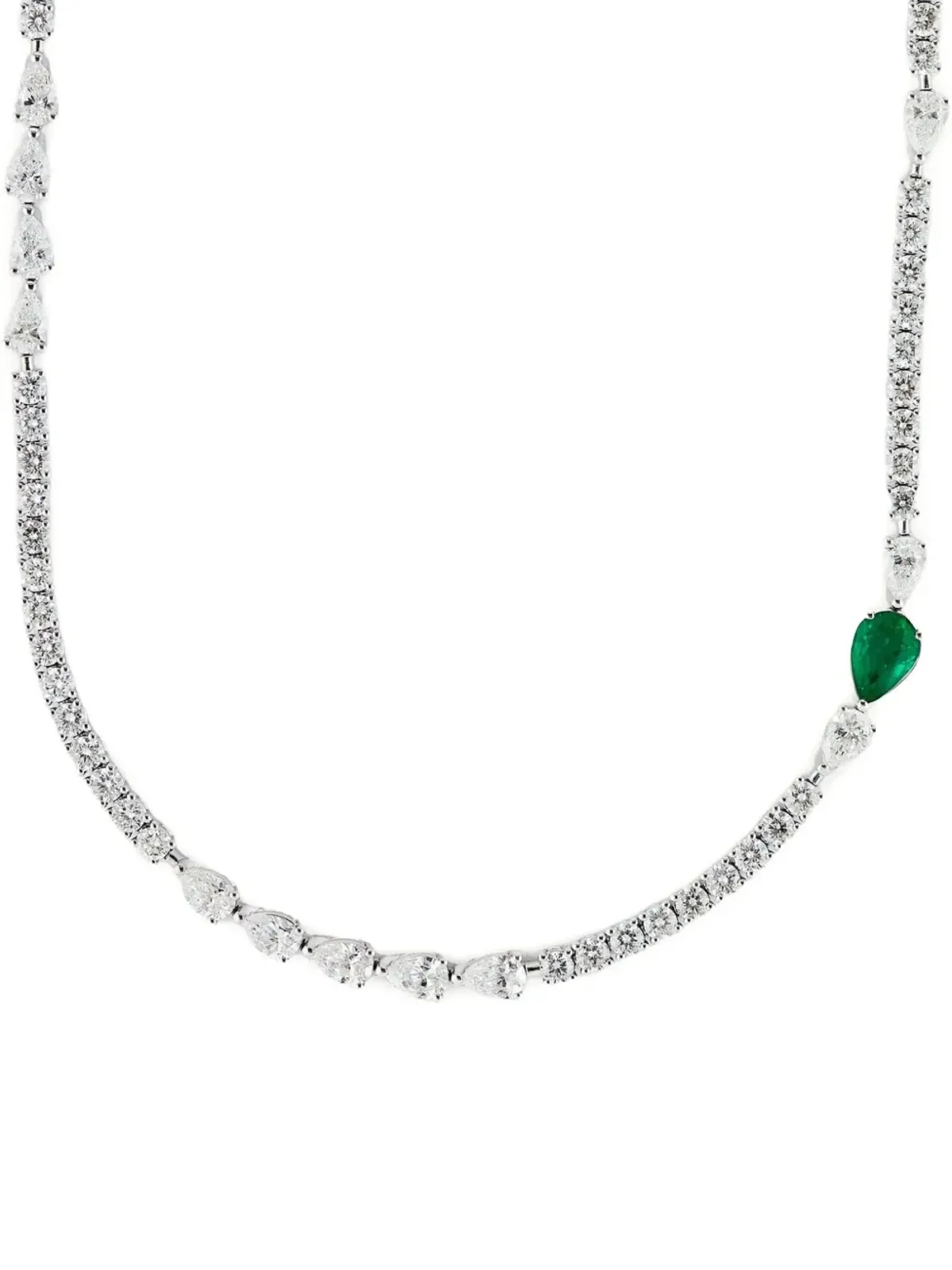Jewels Aficionado 18Kホワイトゴールド テニスダイヤモンド＆エメラルド ネックレス - 画像3