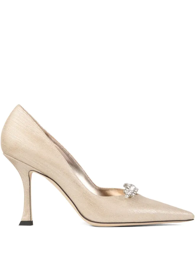 Jimmy Choo Jimmy Choo Belinda 90mm クリスタル装飾パンプス - ゴールドの商品画像