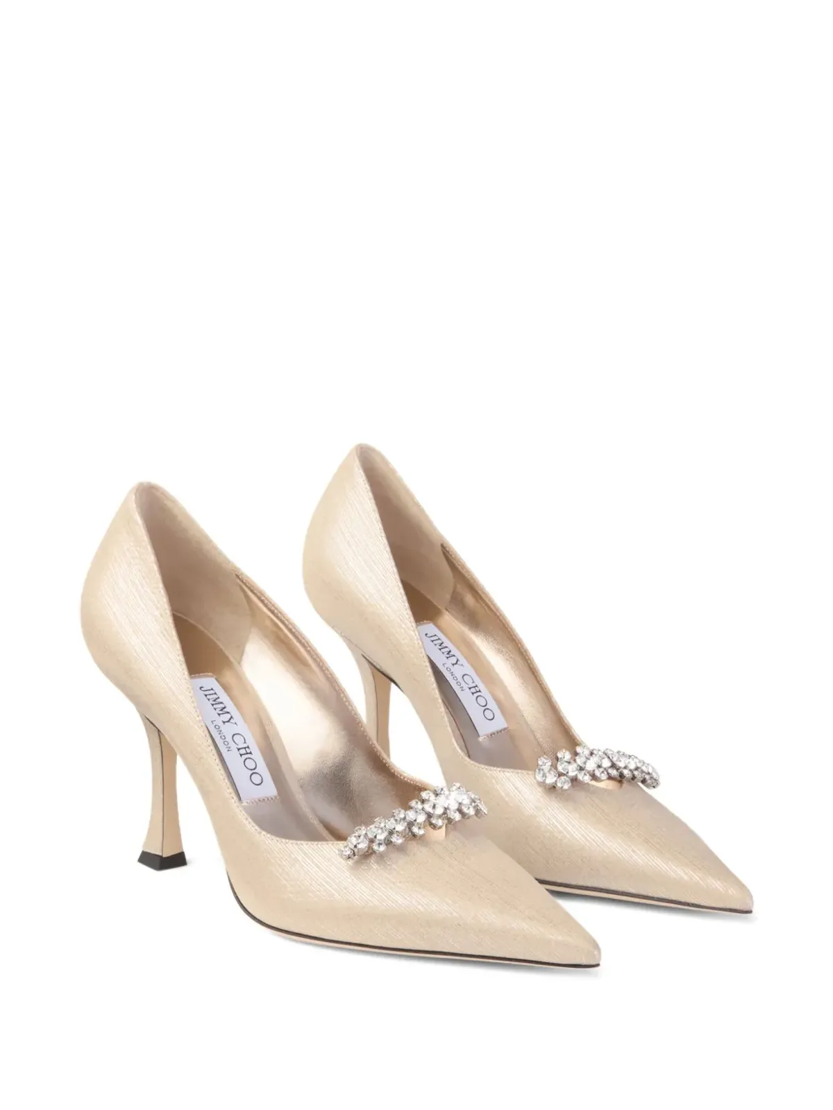Jimmy Choo Belinda 90mm クリスタル装飾パンプス - ゴールド - 画像2