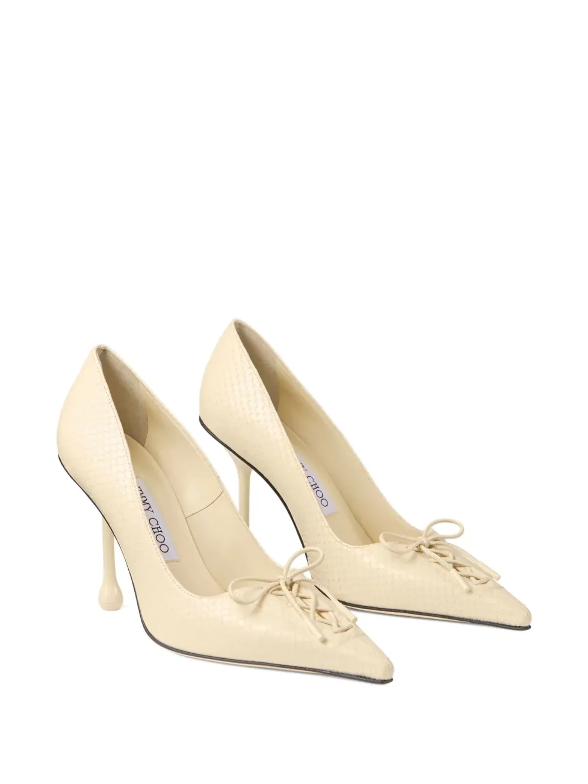 Jimmy Choo 85mm スカーレット レースアップ ポインテッドトゥパンプス ニュートラルカラー - 画像2