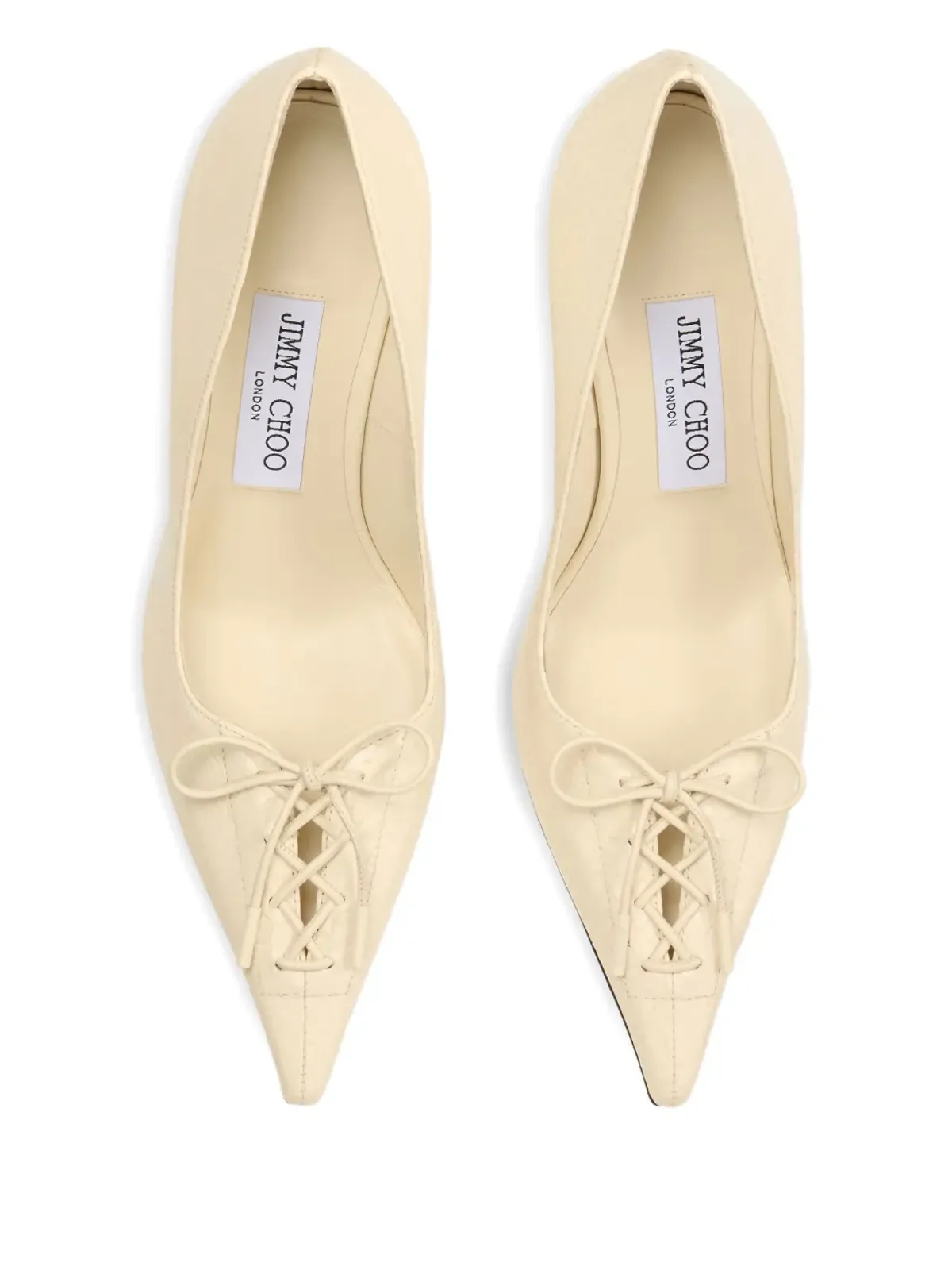 Jimmy Choo 85mm スカーレット レースアップ ポインテッドトゥパンプス ニュートラルカラー - 画像4