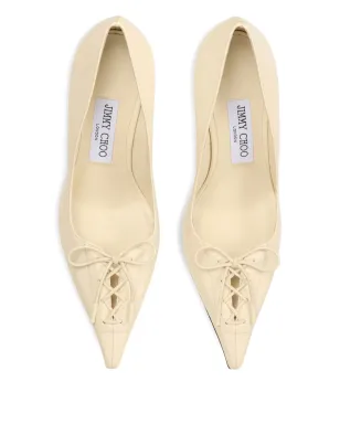 Jimmy Choo 85mm スカーレット レースアップ ポインテッドトゥパンプス ニュートラルカラー - サムネイル4