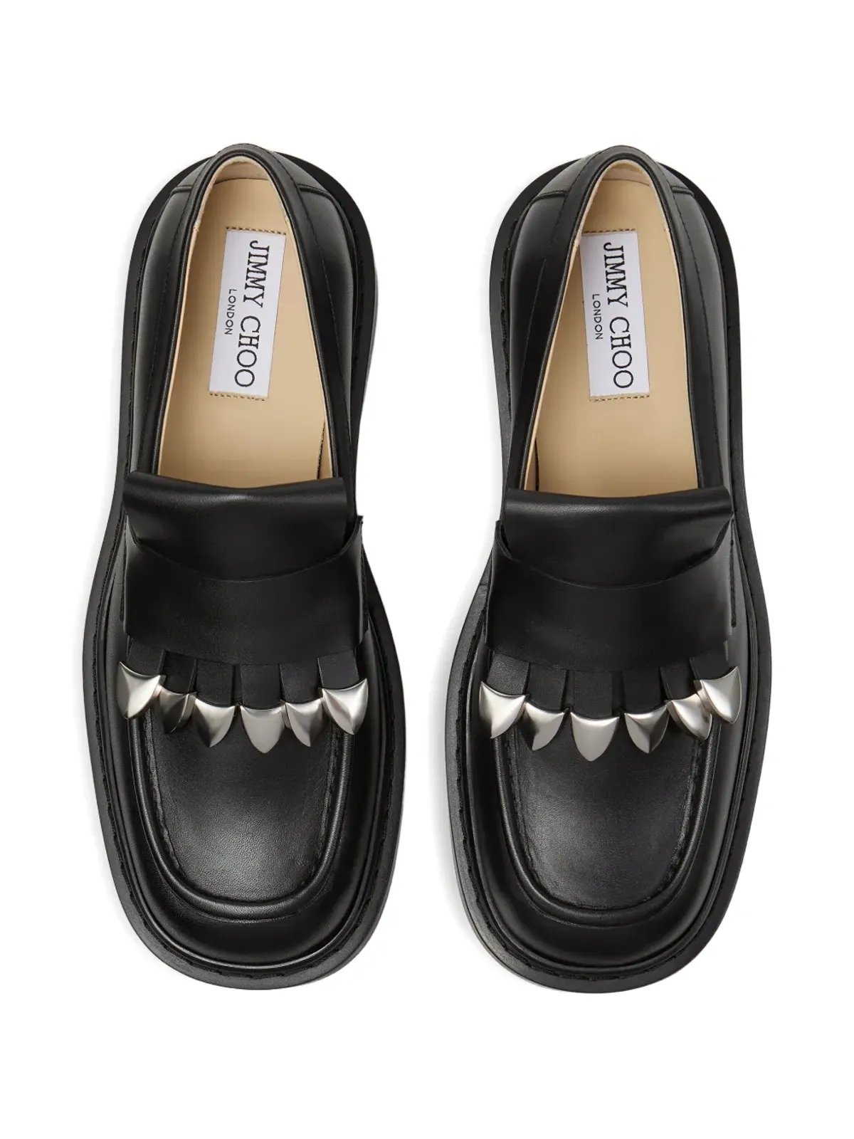 Jimmy Choo バフカラー タッセル付き レザー ローファー - ブラック - 画像3