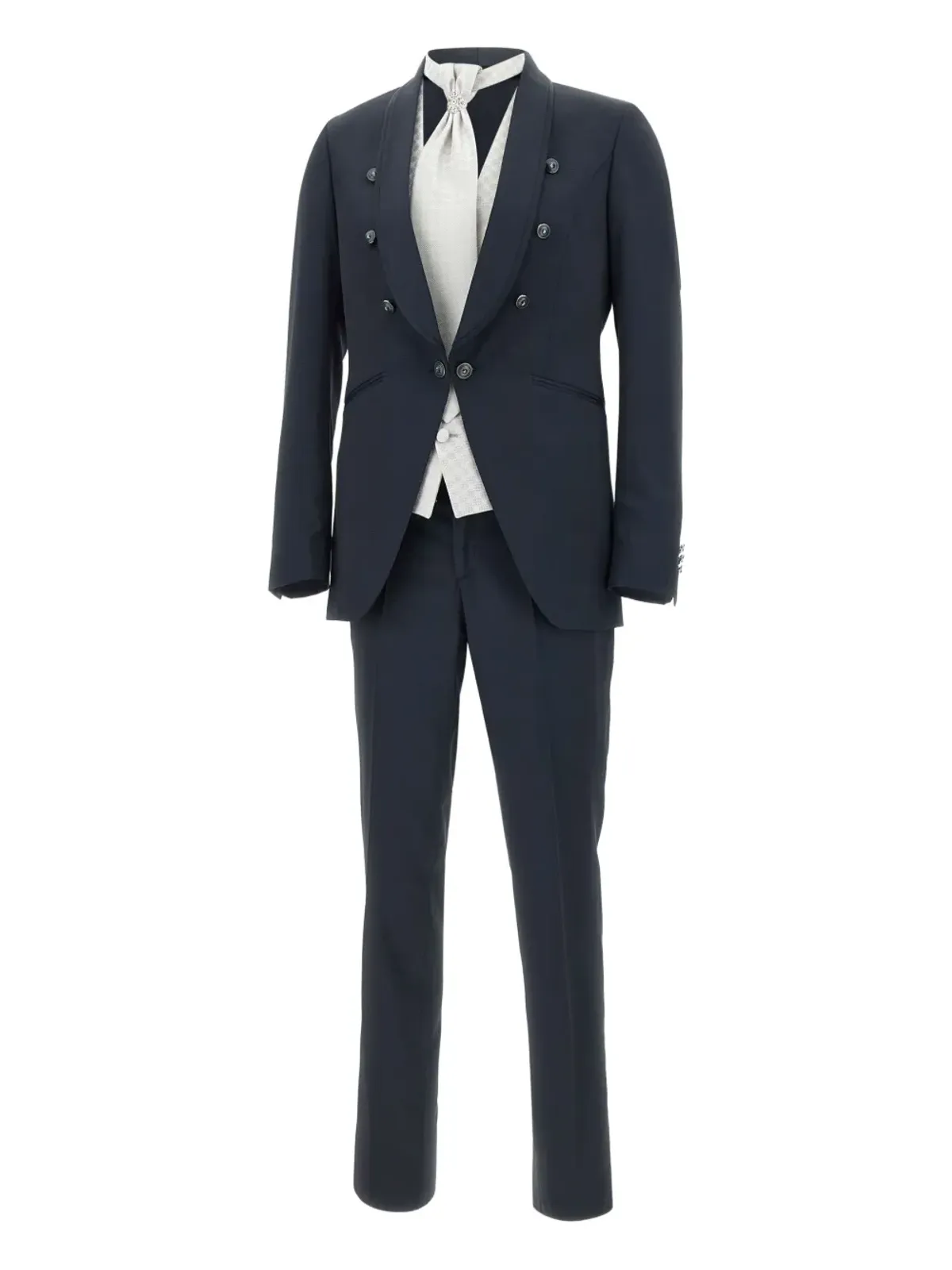 Carlo Pignatelli 三点式ショールラペルスーツ ネイビー - 画像5