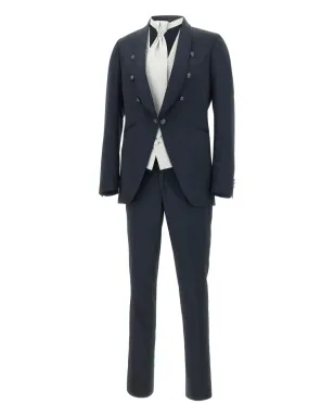 Carlo Pignatelli 三点式ショールラペルスーツ ネイビー - サムネイル5