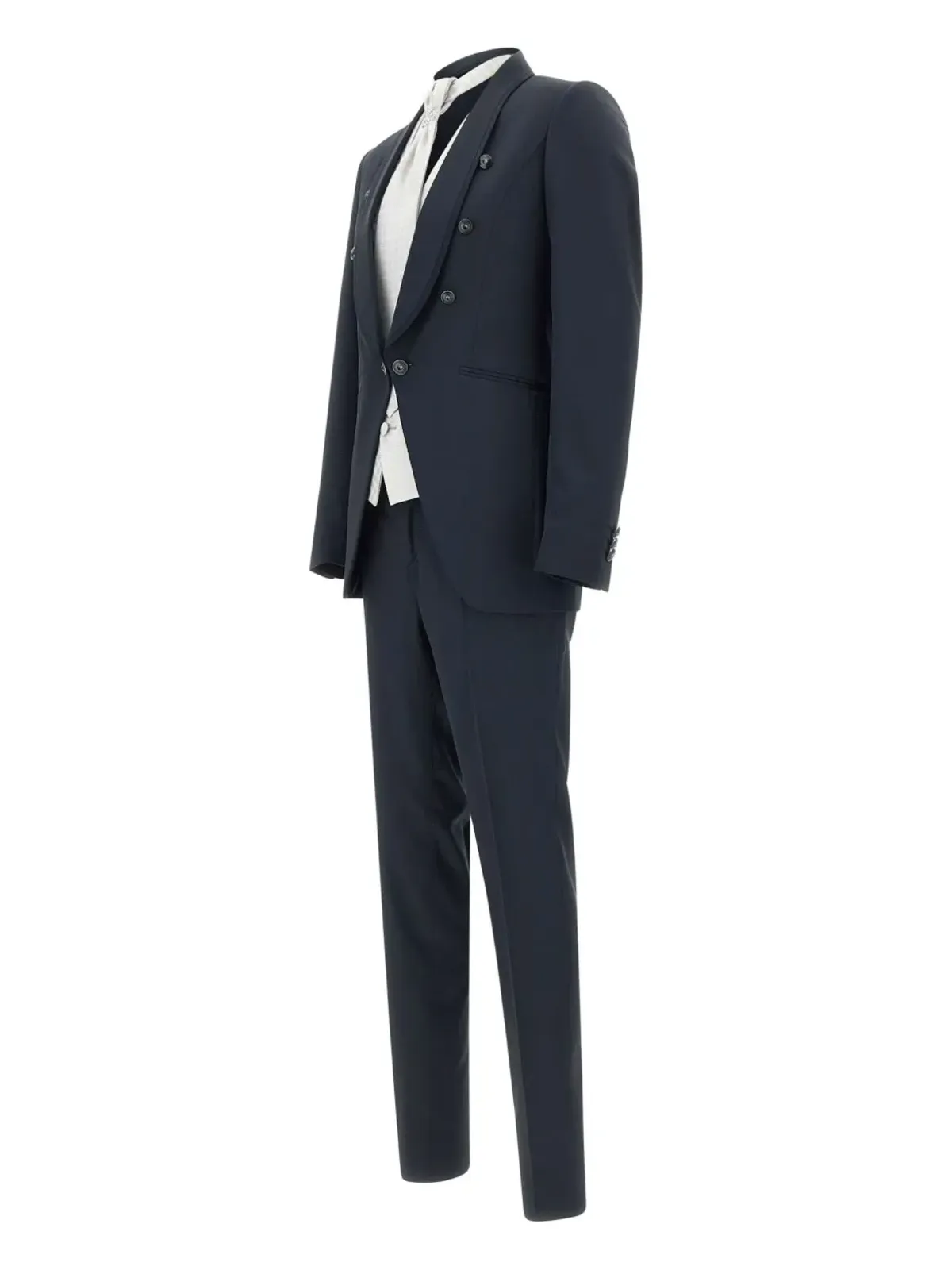 Carlo Pignatelli 三点式ショールラペルスーツ ネイビー - 画像3