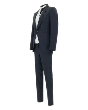 Carlo Pignatelli 三点式ショールラペルスーツ ネイビー - サムネイル3
