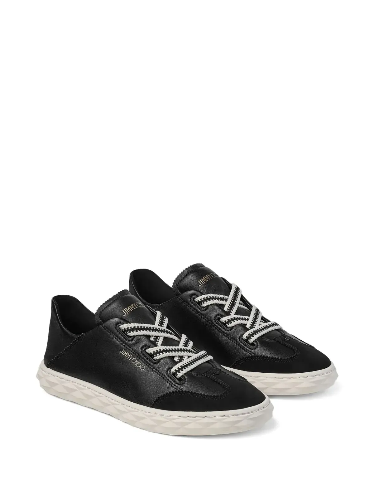 Jimmy Choo ダイヤモンドレザー レースアップ スニーカー - ブラック - 画像2