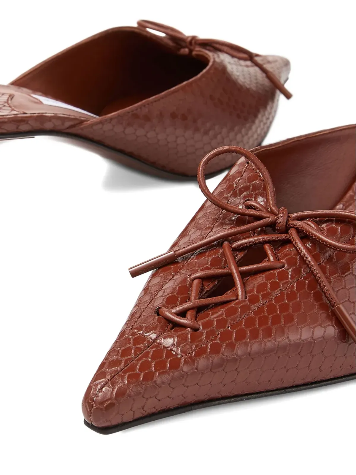 Jimmy Choo 50mm Scarlett レースアップ ポインテッドトゥ ミュール - ブラウン - 画像3