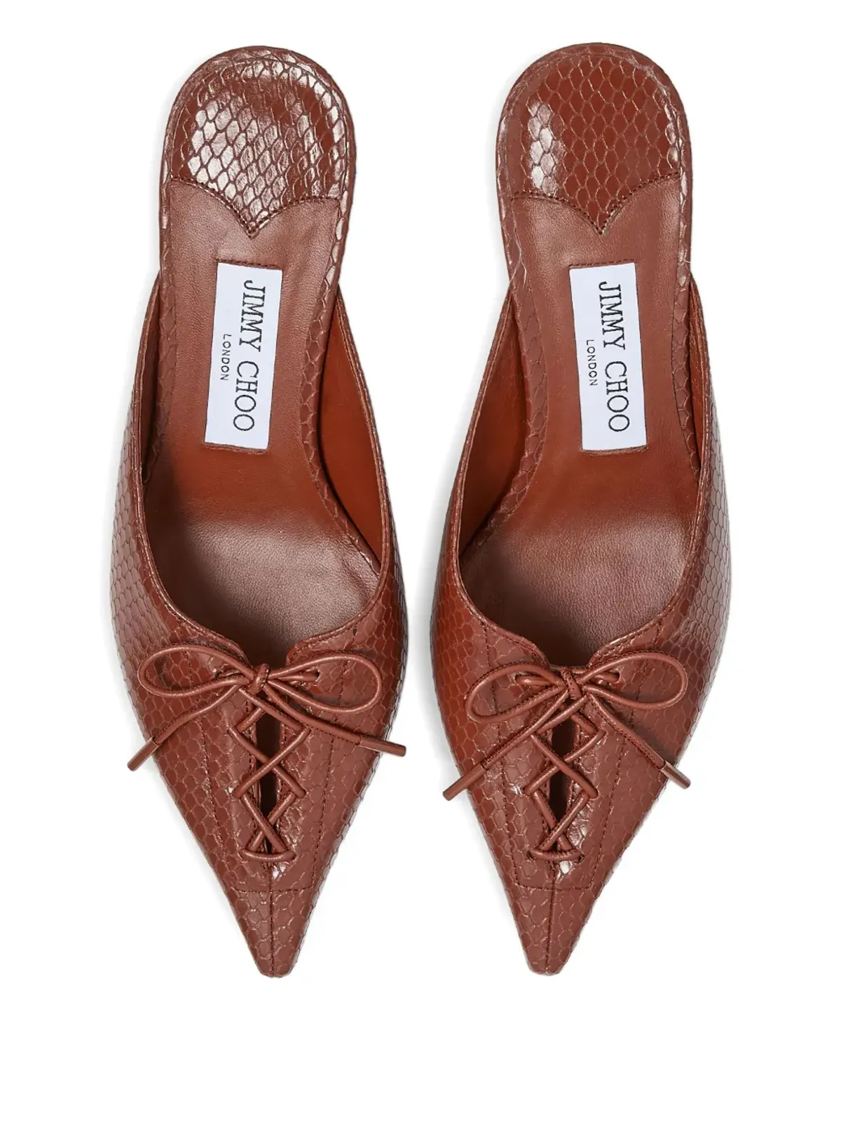 Jimmy Choo 50mm Scarlett レースアップ ポインテッドトゥ ミュール - ブラウン - 画像4