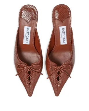 Jimmy Choo 50mm Scarlett レースアップ ポインテッドトゥ ミュール - ブラウン - サムネイル4
