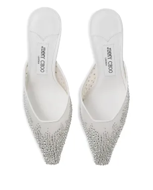 Jimmy Choo 60mm Vivi クリスタル装飾ミュール - ホワイト - サムネイル4