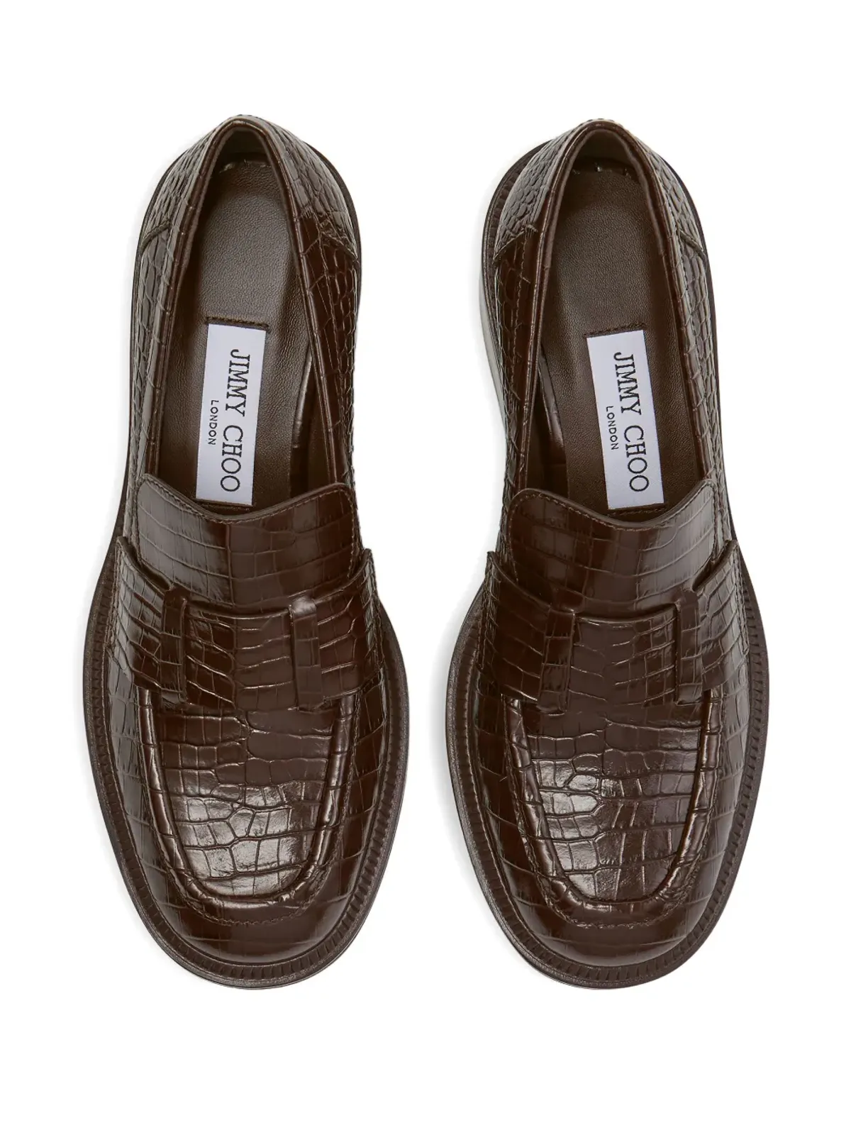 Jimmy Choo 50mm ティラー クロコダイルエフェクト レザー ローファー パンプス - ブラウン - 画像4