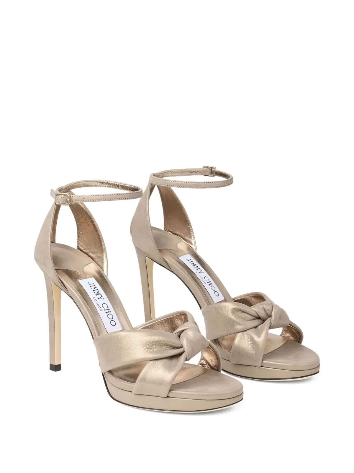 Jimmy Choo ロージー ノットアンクルストラップ サンダル ゴールド - 画像2