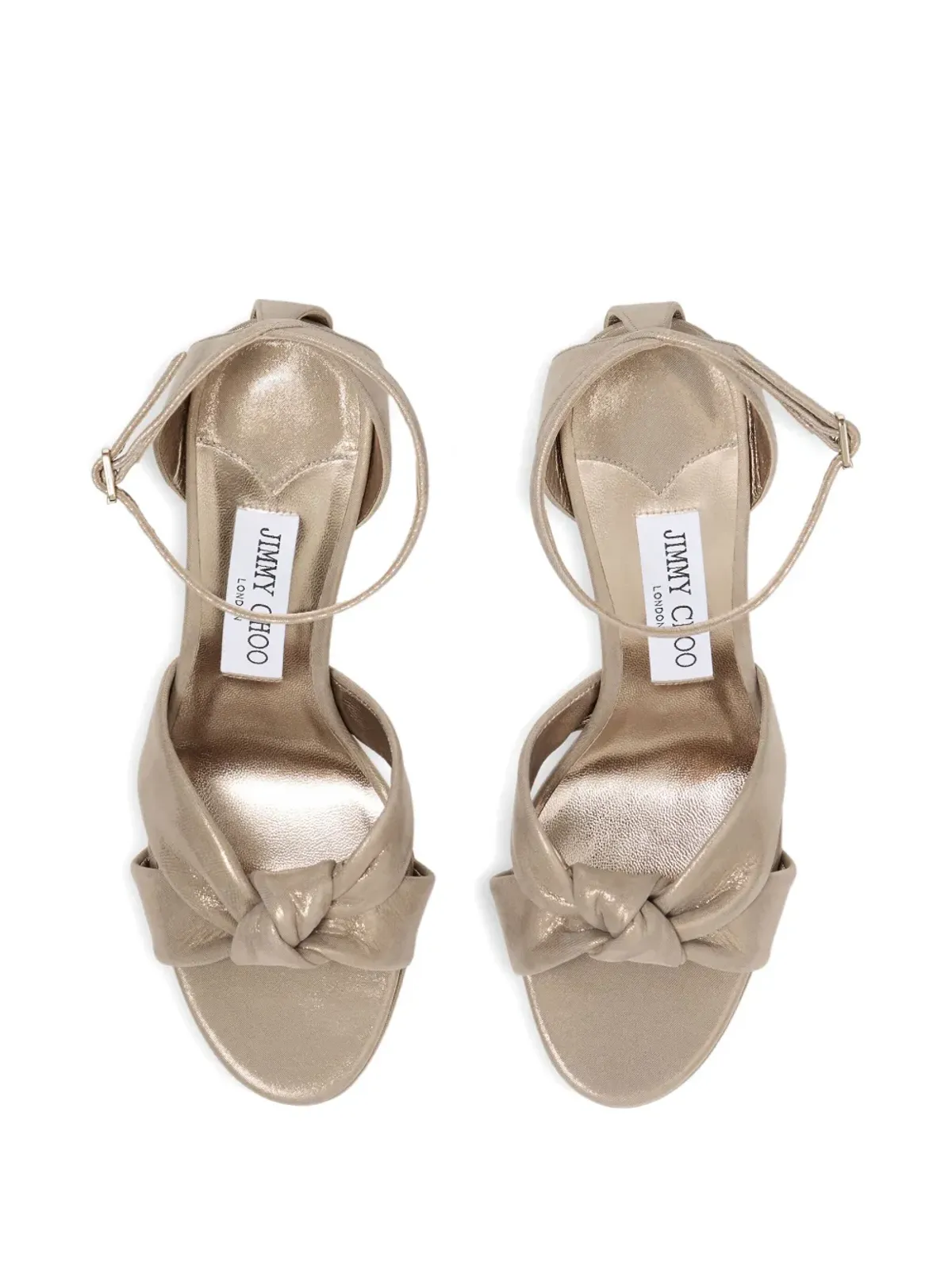 Jimmy Choo ロージー ノットアンクルストラップ サンダル ゴールド - 画像4