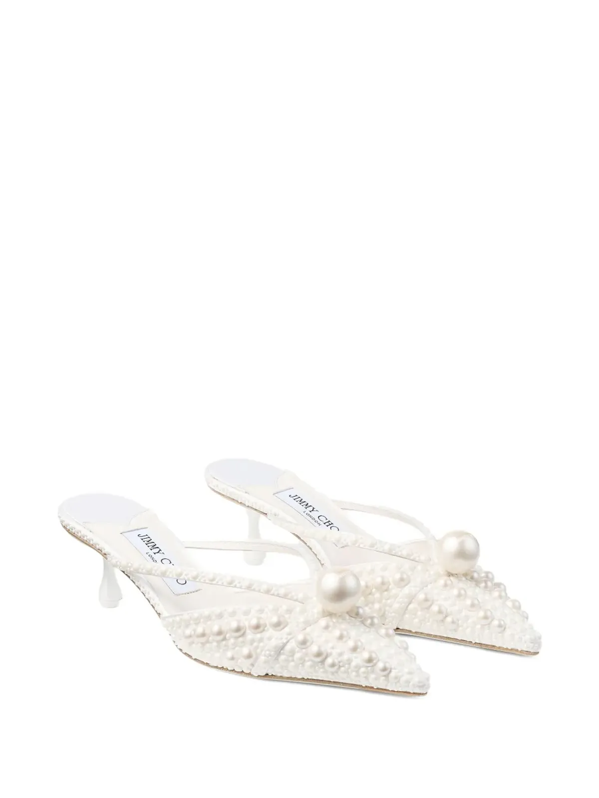 Jimmy Choo サナ パール装飾付き ポインテッドミュール - ホワイト - 画像2