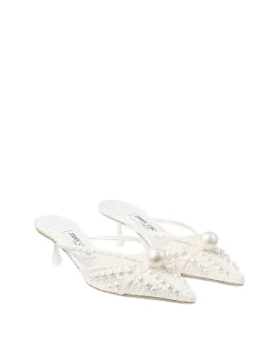 Jimmy Choo サナ パール装飾付き ポインテッドミュール - ホワイト - サムネイル2