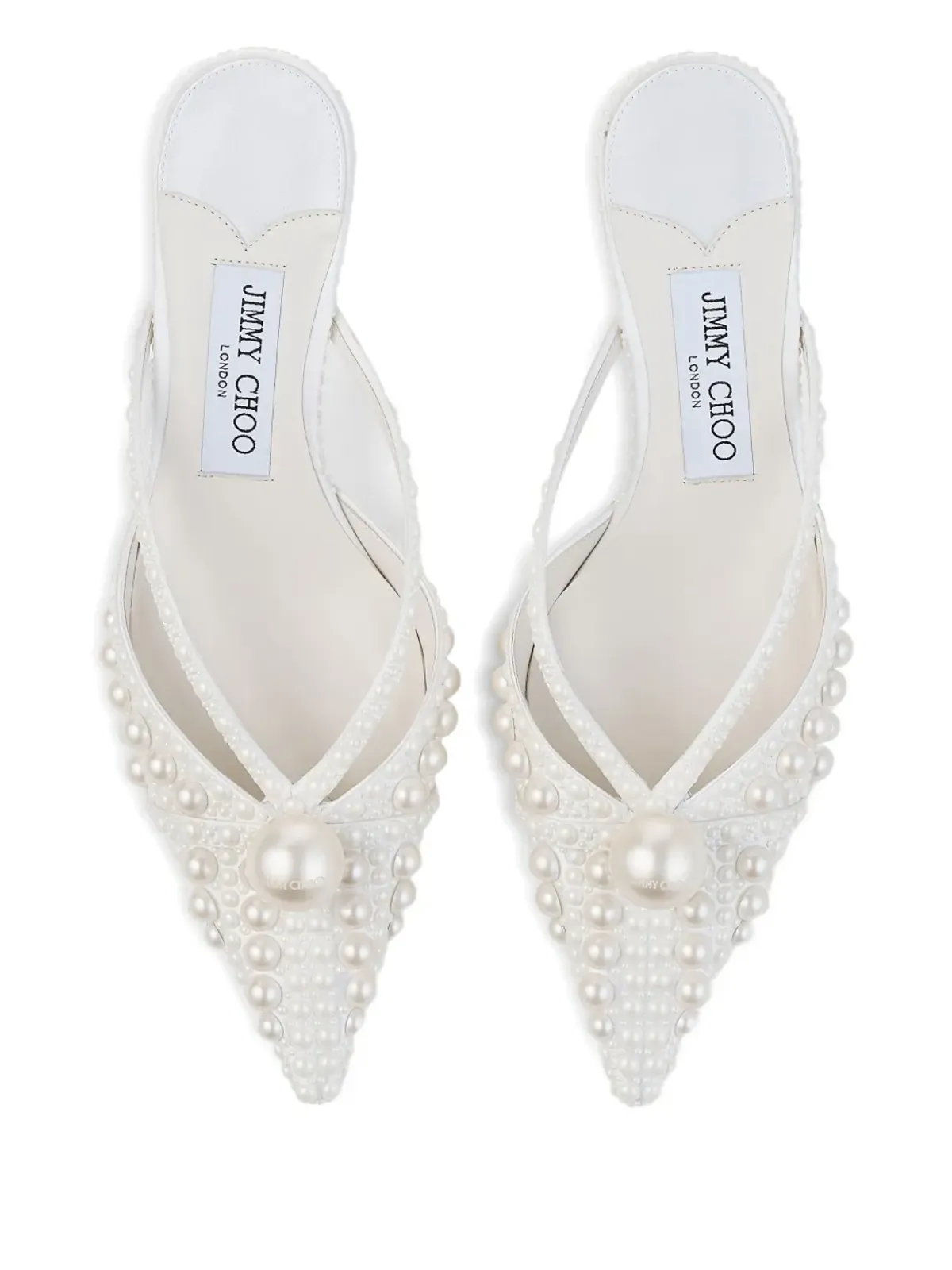 Jimmy Choo サナ パール装飾付き ポインテッドミュール - ホワイト - 画像4