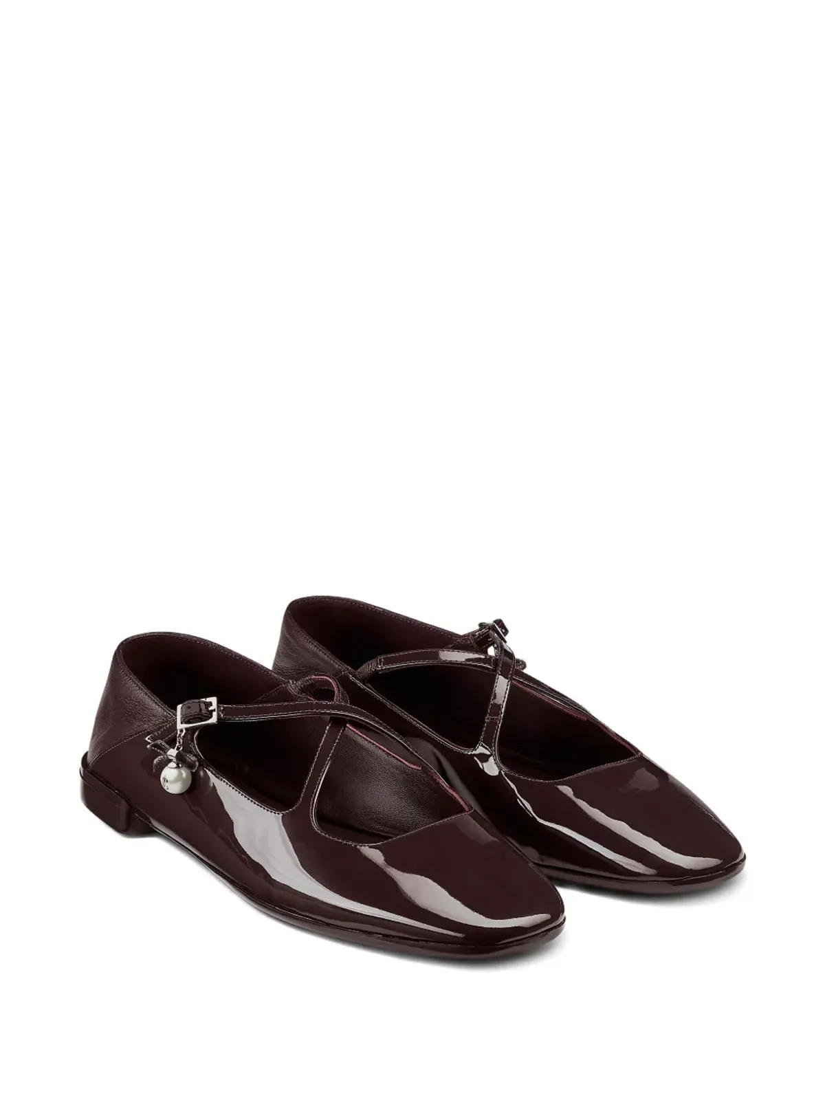 Jimmy Choo エレリ パテントレザー クロスストラップ バレエフラット - 画像2