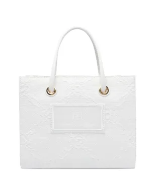 Elisabetta Franchi ロゴアップリケ トートバッグ - ホワイト - サムネイル1