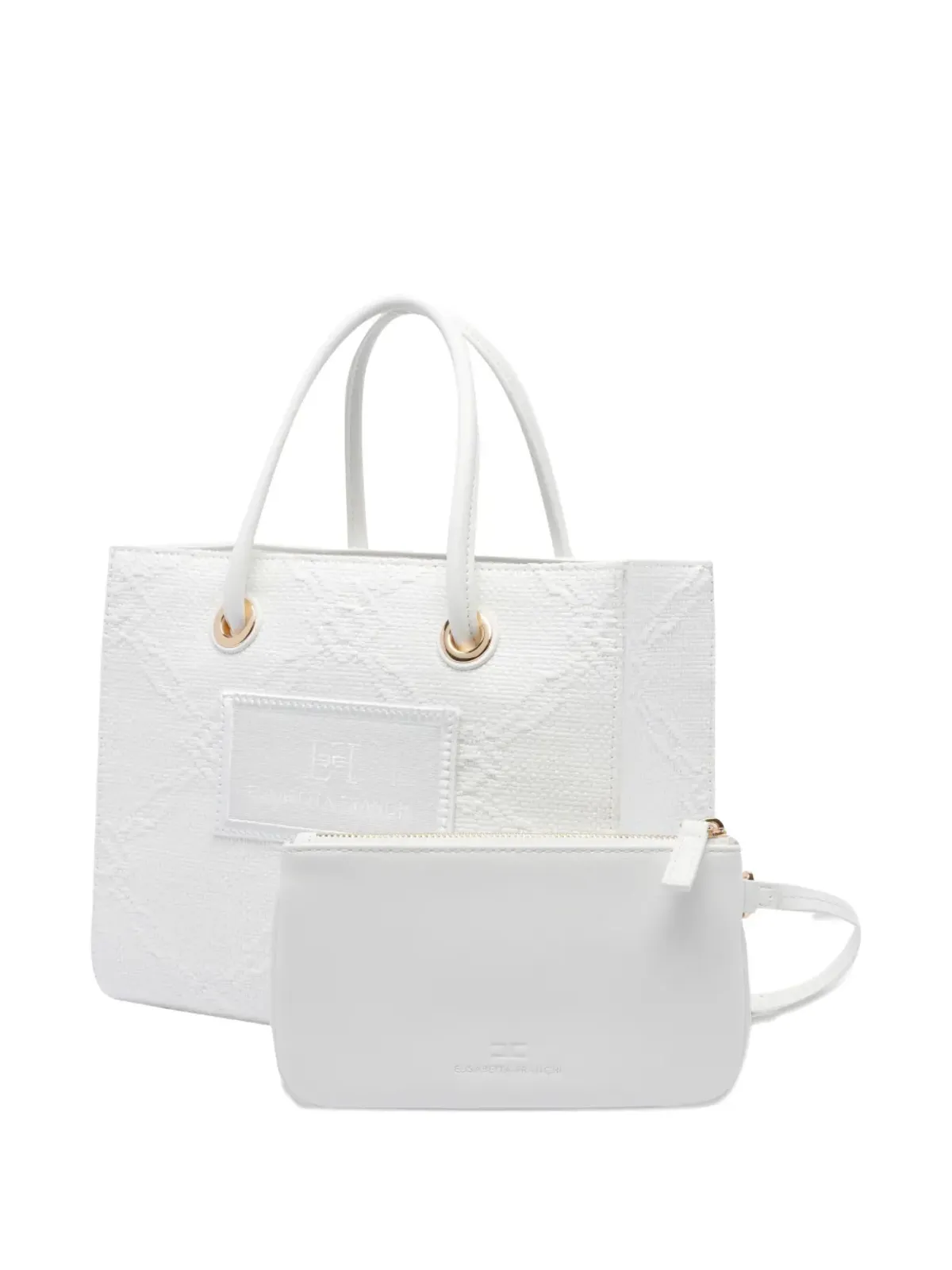 Elisabetta Franchi ロゴアップリケ トートバッグ - ホワイト - 画像4