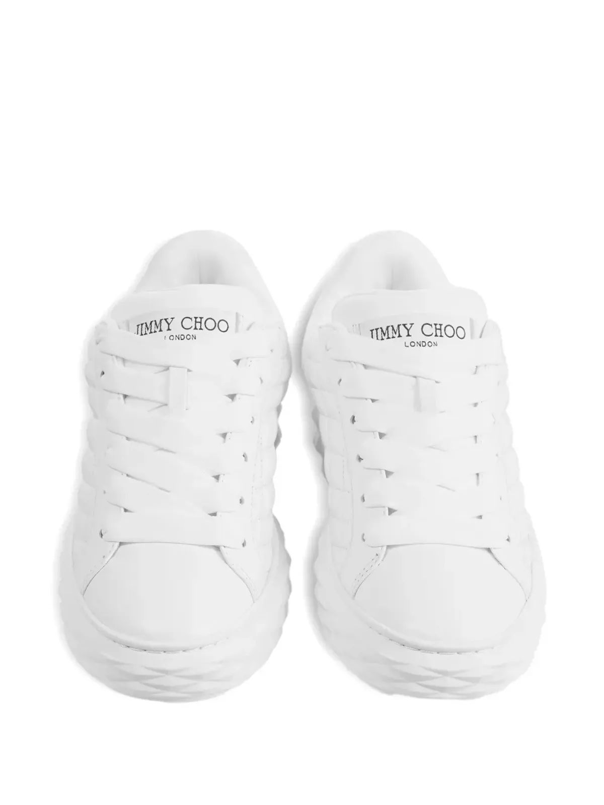 Jimmy Choo キルテッド レースアップ スニーカー ホワイト - 画像3