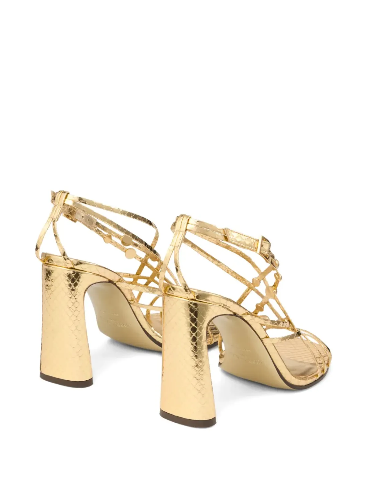 Jimmy Choo ゴールド 90ミリ レザー ヒール サンダル - 画像5