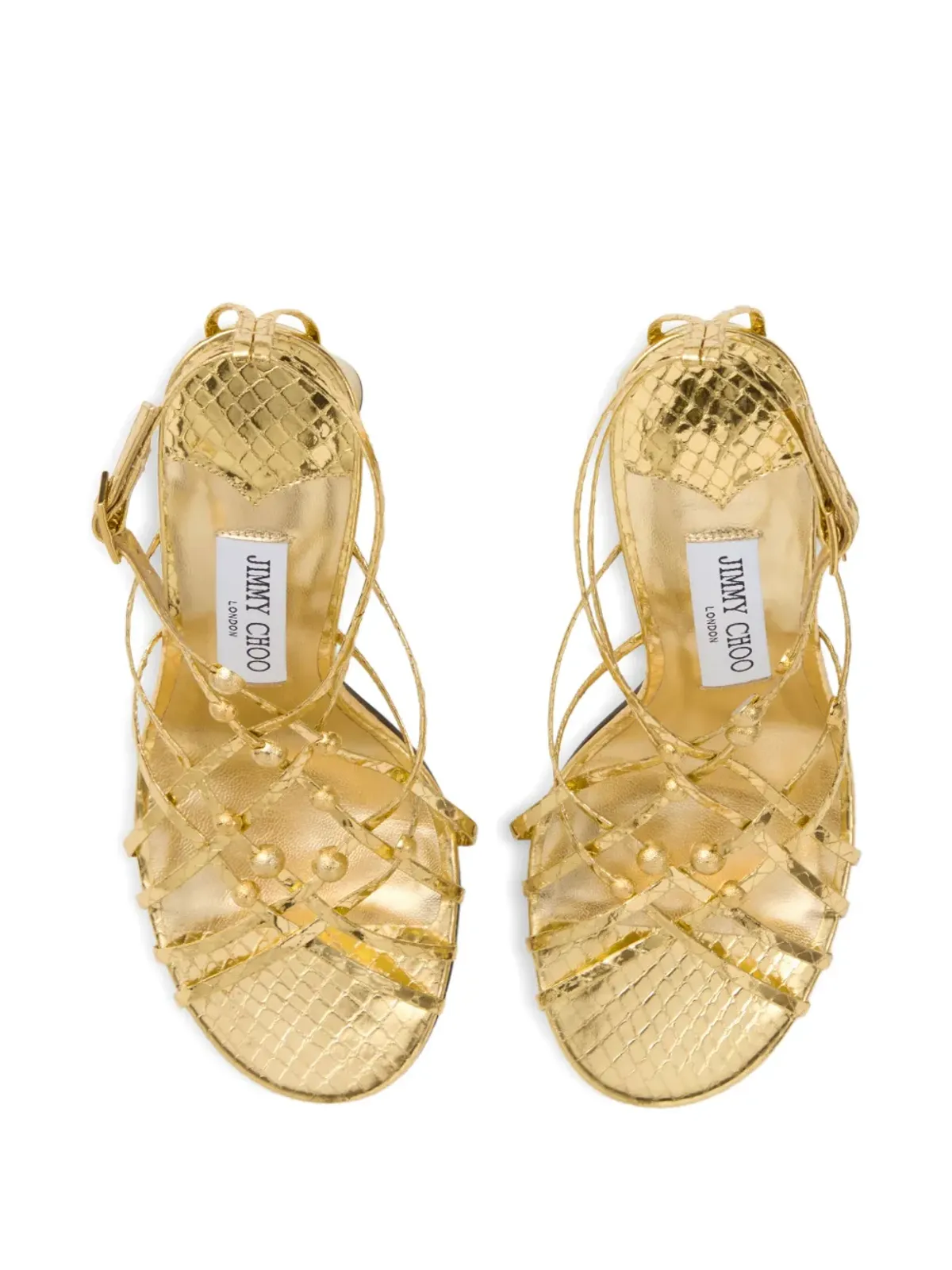 Jimmy Choo ゴールド 90ミリ レザー ヒール サンダル - 画像3