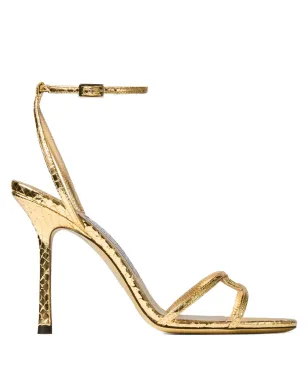 Jimmy Choo メタリックヒールサンダル - ゴールド - サムネイル1