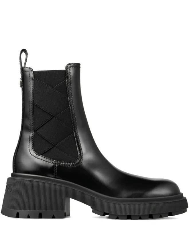 Jimmy Choo Jimmy Choo 50mm Louri Combat レザー ブーツ - ブラックの商品画像