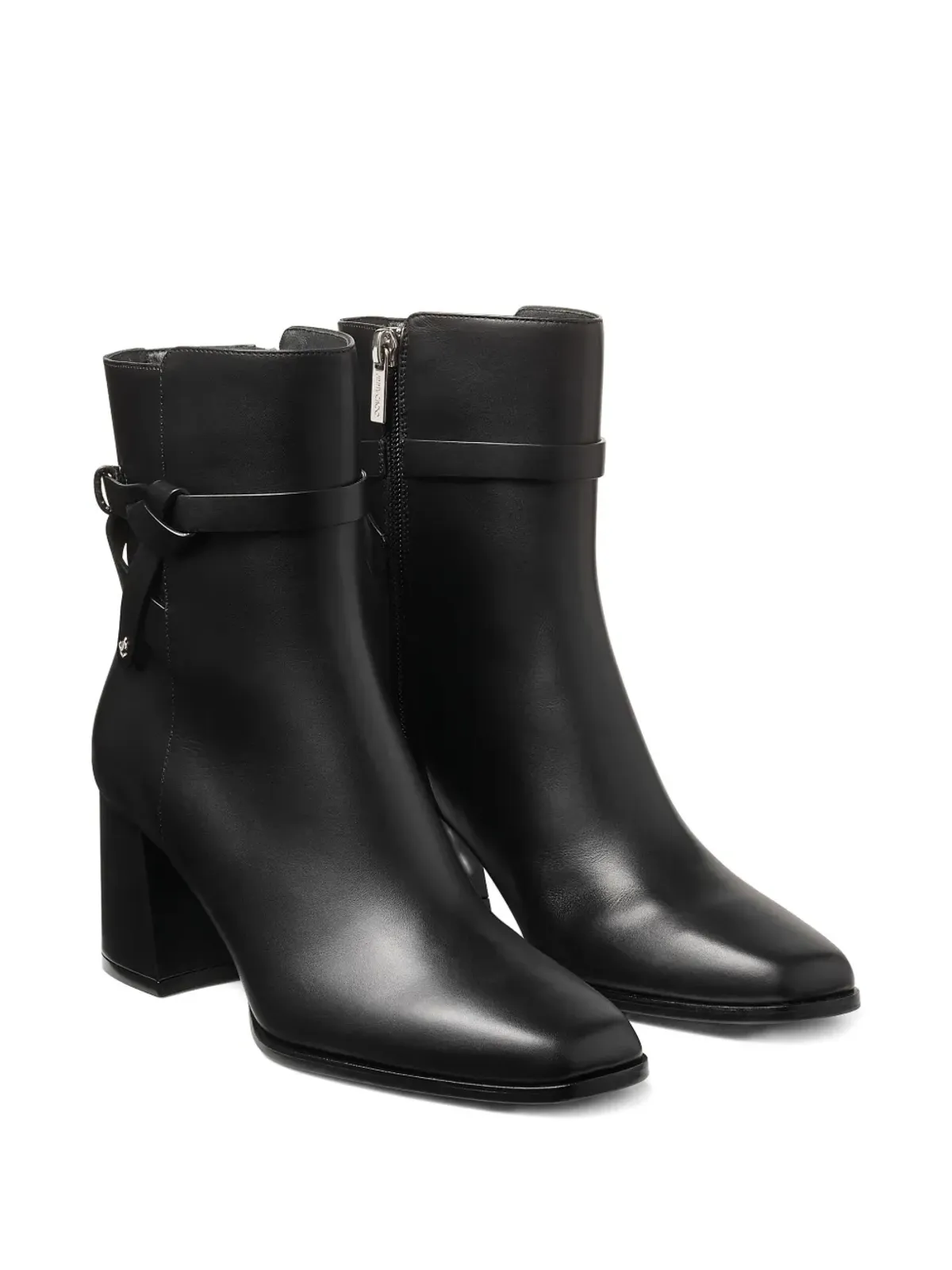 Jimmy Choo 70mm 編み込みストラップ ブロックヒール ブーツ - ブラック - 画像2
