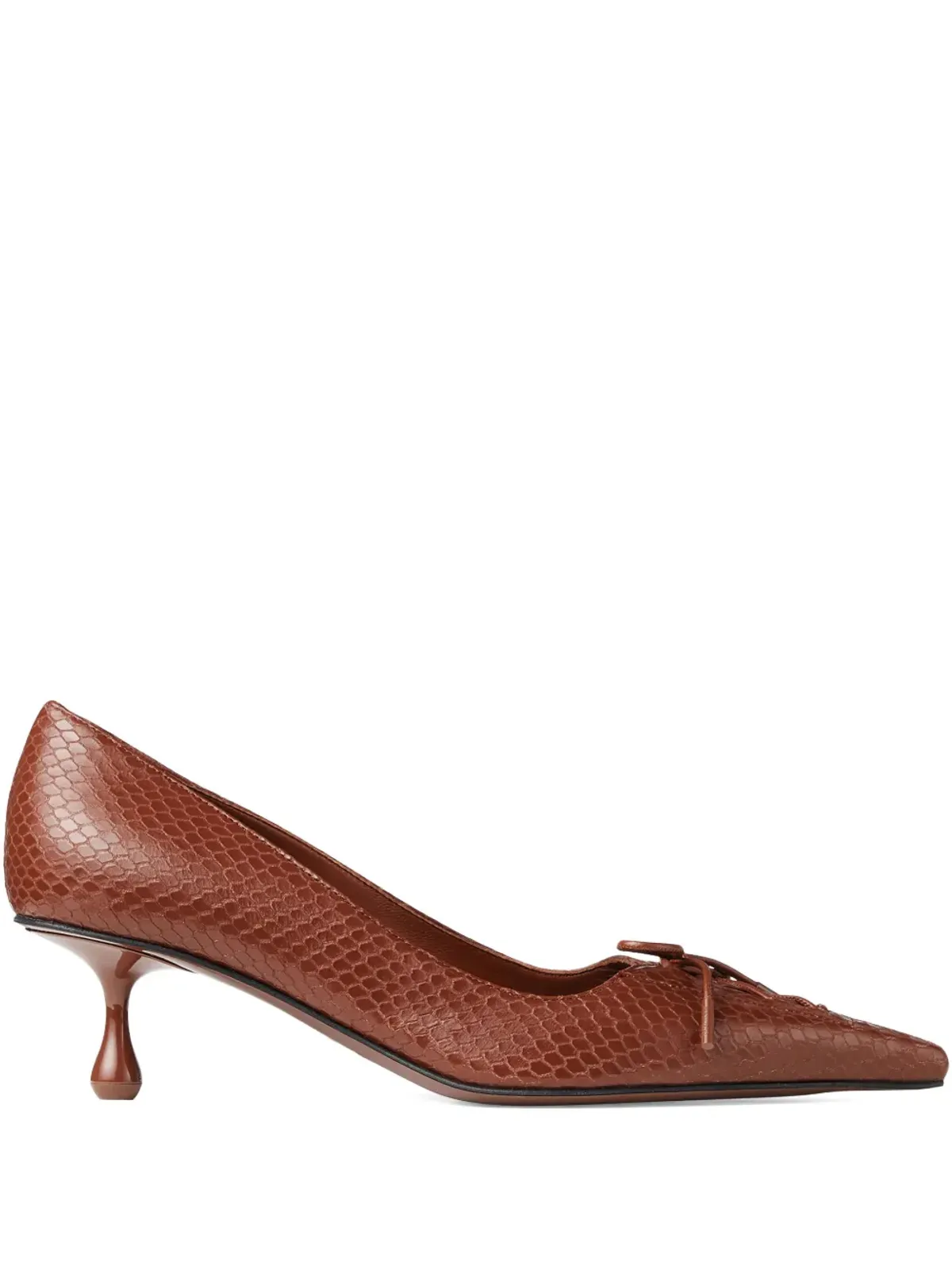 Jimmy Choo 50mm Scarlett レースアップ・ヘビ柄風パンプス - ブラウン - 画像1