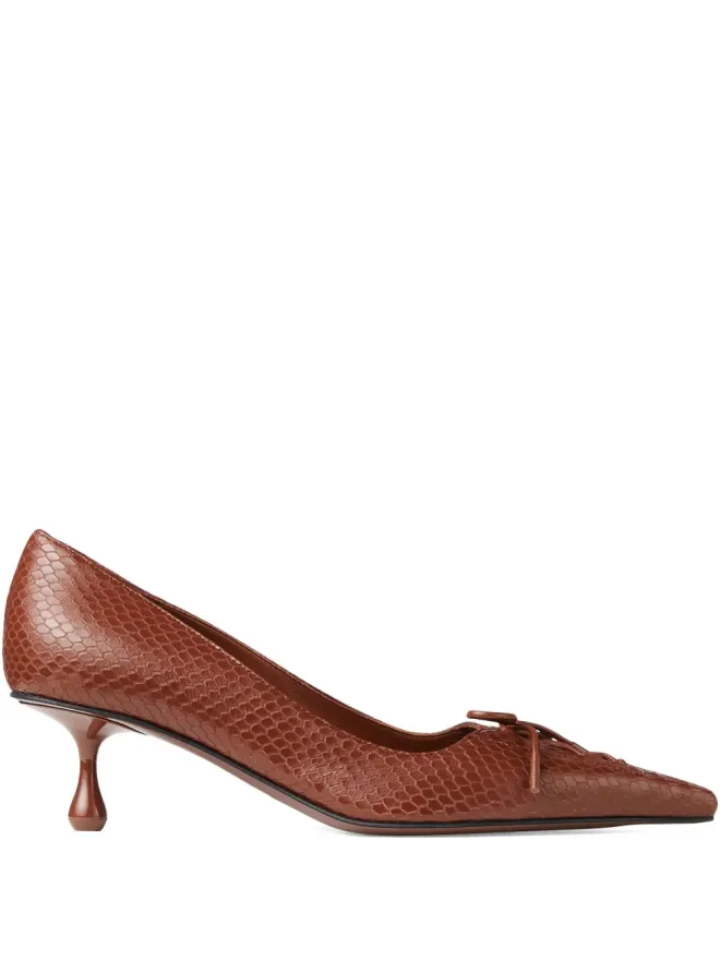 Jimmy Choo Jimmy Choo 50mm Scarlett レースアップ・ヘビ柄風パンプス - ブラウンの商品画像
