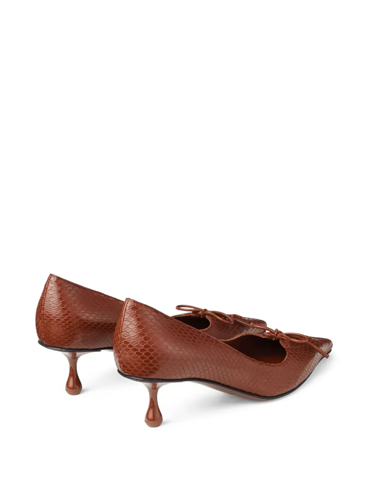 Jimmy Choo 50mm Scarlett レースアップ・ヘビ柄風パンプス - ブラウン - 画像3
