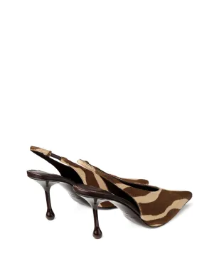 Jimmy Choo 80mm Isa zebra-print slingback pumps - Brown - サムネイル5