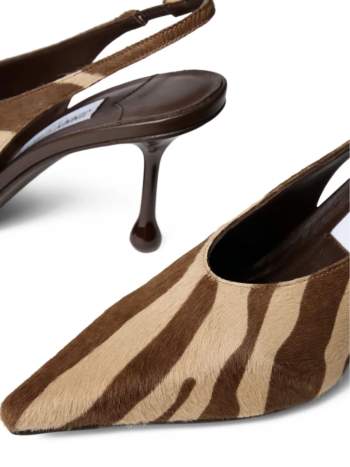 Jimmy Choo 80mm Isa zebra-print slingback pumps - Brown - 画像3